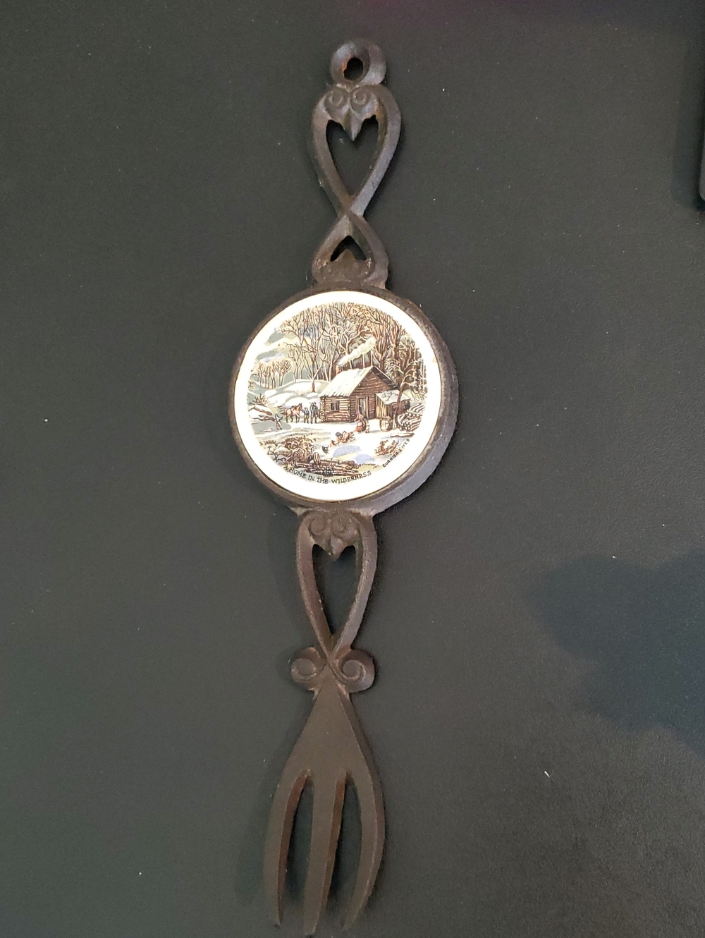 Vintage Cast Iron Wall Decor A HOME IN THE WILDERNESS by Curries & Ives